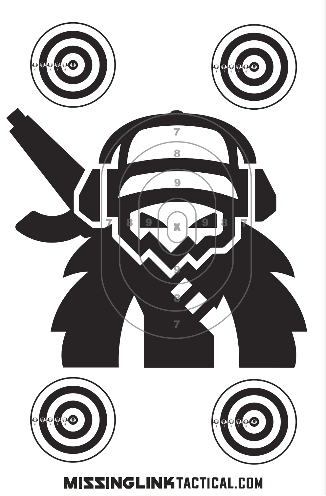 Paper Yeti Silhouette with Bulls-eye Targets